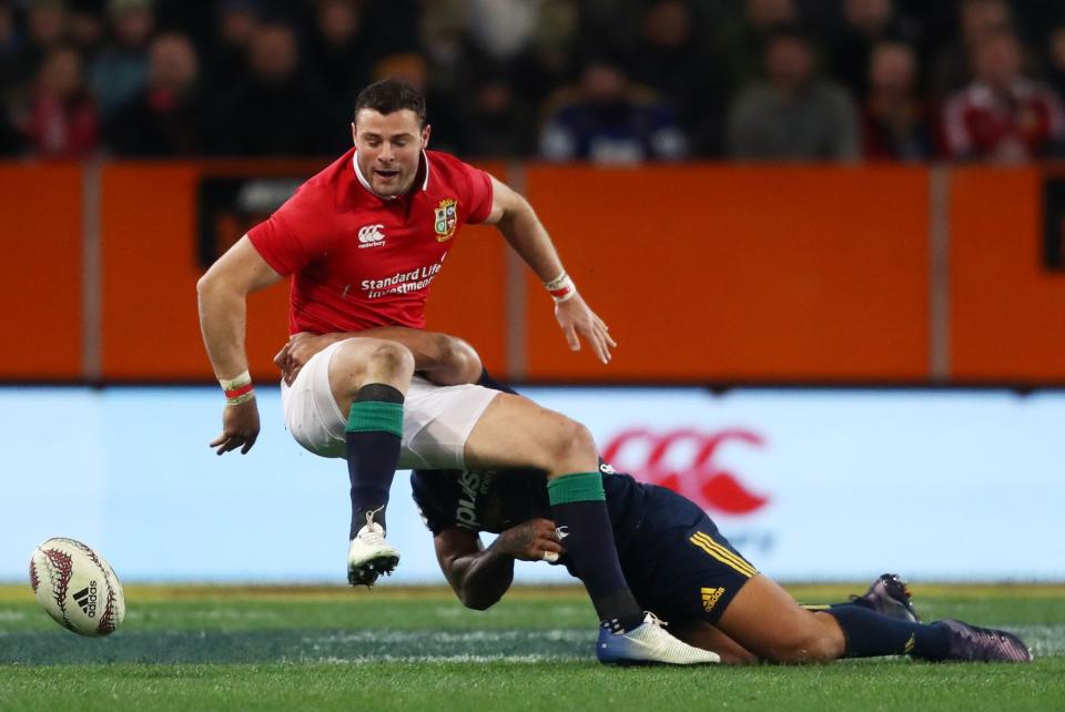 Robbie Henshaw is tackled as the Lions go down to defeat
