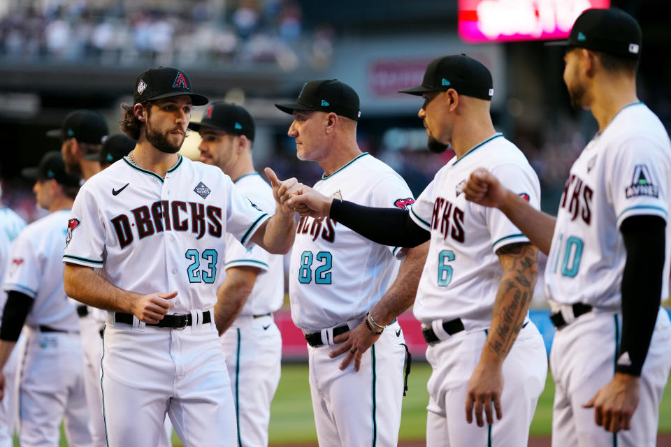 Zac Gallen (23) hasn't been at his best this season, but the Diamondbacks need their ace to step up in a win-or-go-home Game 5 of the World Series. (Photo by Daniel Shirey/MLB Photos via Getty Images)