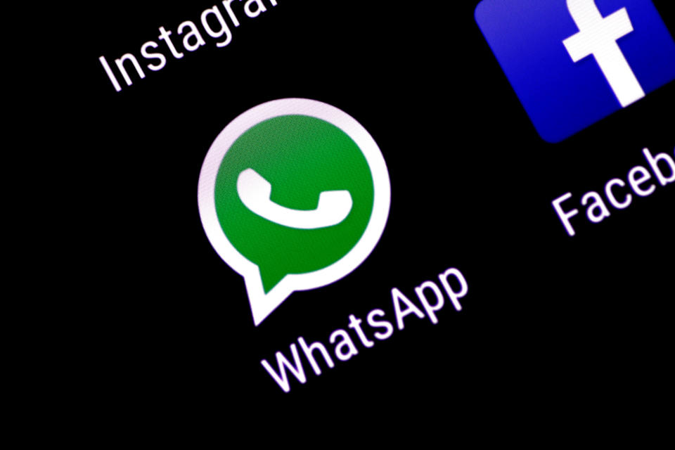 The WhatsApp messaging application is seen on a phone screen August 3, 2017.   REUTERS/Thomas White