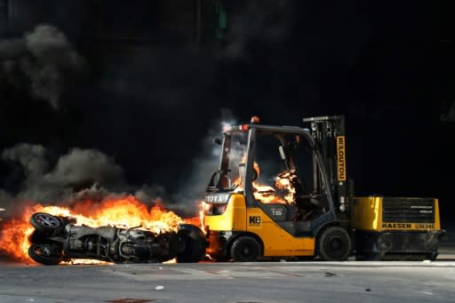 Vehicles on the Champs-Elysees were also targetted