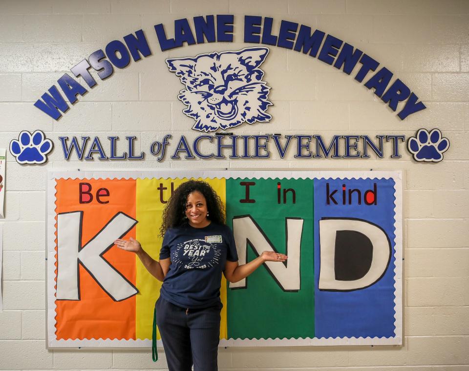 Watson Lane Elementary counselor Terri Colbert-Joyner poses for a photo during an open house at the school on May 14, 2022