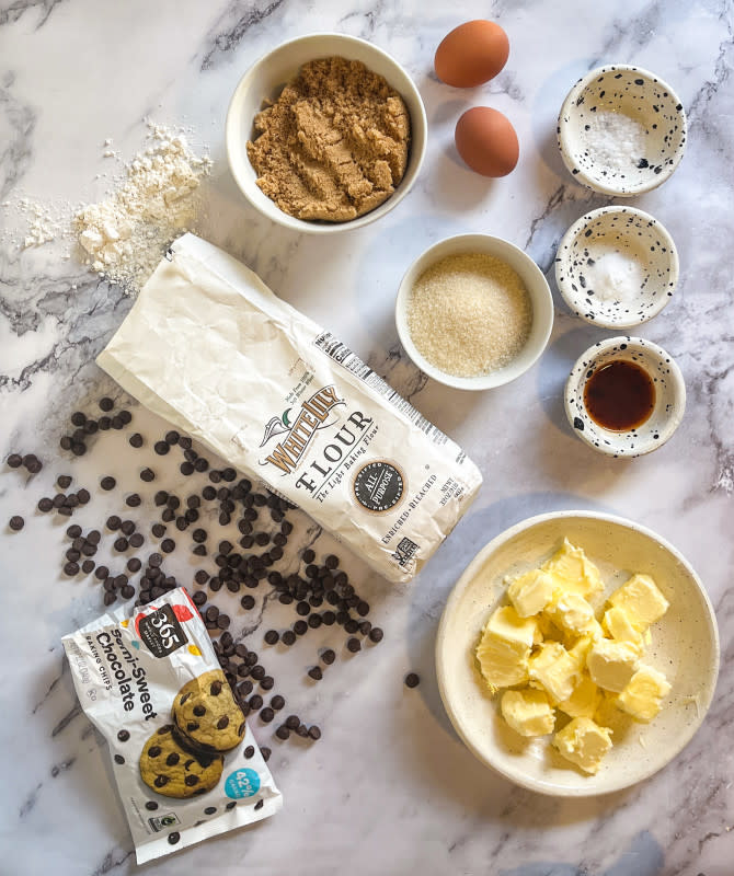 Ingredients for Martha Stewart's Soft and Chewy Chocolate Chip Cookies<p>Courtesy of Jessica Wrubel</p>