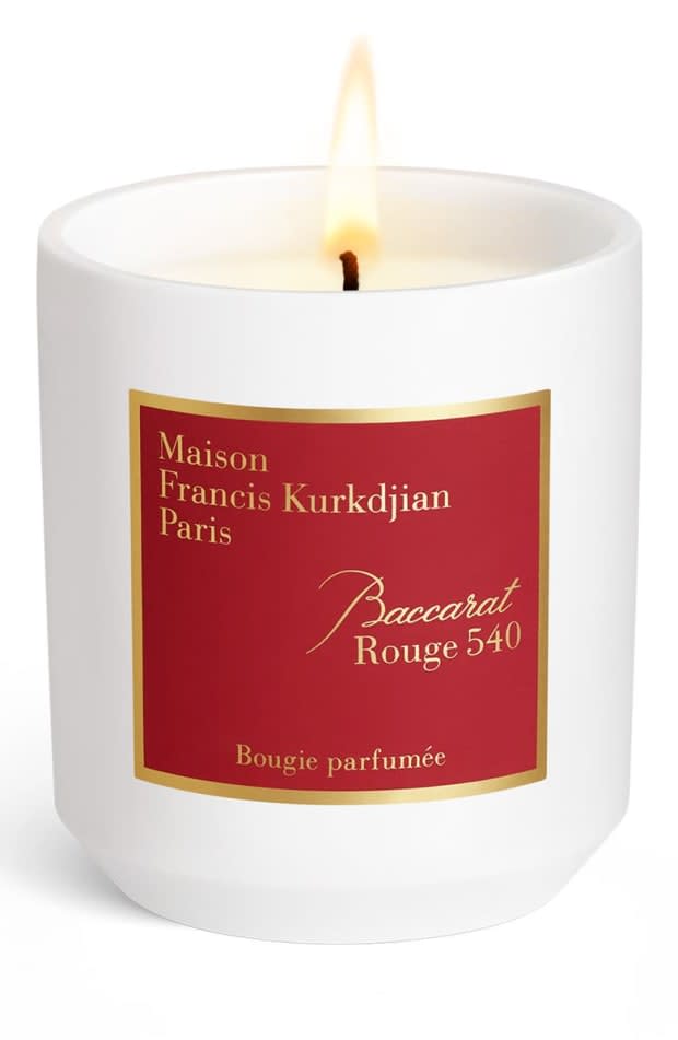 <p>Maison Francis Kurkdjian Baccarat Rouge 540 Scented Candle, $110, <a href="https://shop-links.co/1791767916588294839" rel="nofollow noopener" target="_blank" data-ylk="slk:available here;elm:context_link;itc:0;sec:content-canvas" class="link ">available here</a>.</p>