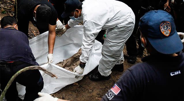 Bodies found at the sites have been removed for forensic examination. Photo: AP