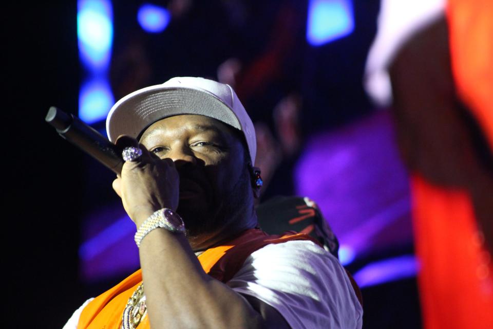 Headliner 50 Cent performs during the first day of J. Cole's Dreamville Festival 2024 on Saturday, April 6, 2024. at Dorothea Dix Park in Raleigh, North Carolina.