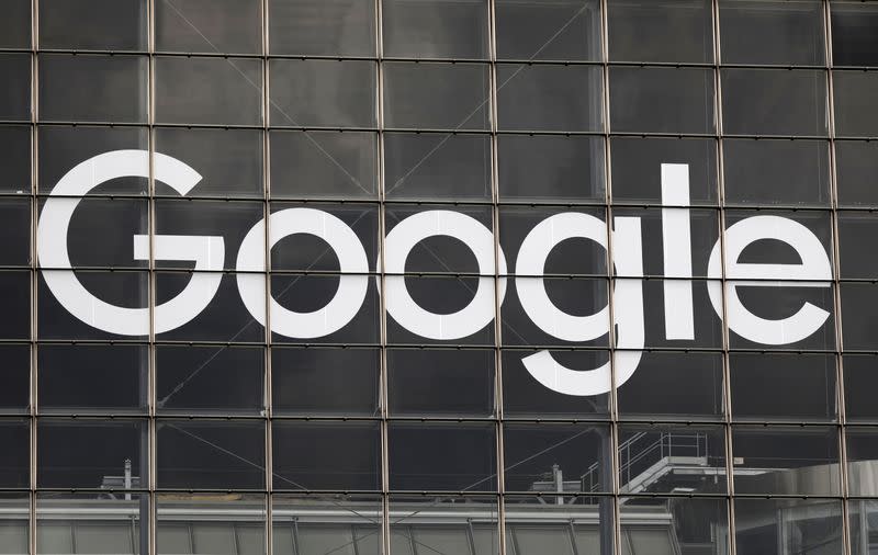 Logo of Google on a building at La Defense