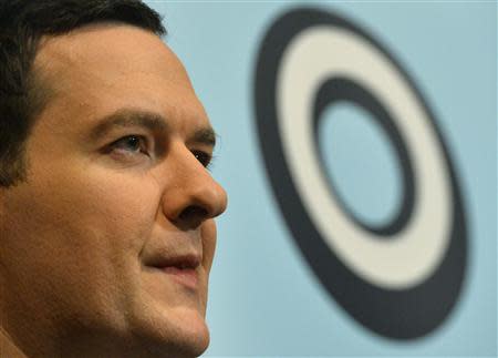 Britain's Chancellor of the Exchequer George Osborne addresses a conference on European Union reform, in central London January 15, 2014. Osborne said on Wednesday the legal treaties that dictate how the European Union is run were not fit for purpose and should be changed, saying he was determined his country would reshape its EU ties. REUTERS/Toby Melville