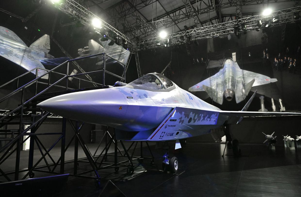 A prototype of Russia's new Sukhoi Checkmate Fighter.