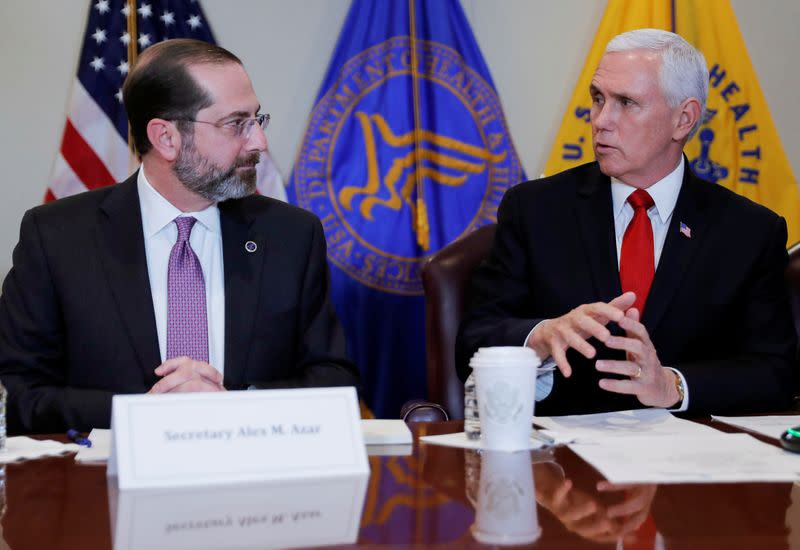 U.S. Vice President Mike Pence leads coronavirus task force meeting at the HHS Department in Washington