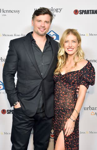 <p>Stefanie Keenan/Getty</p> Tom Wellington and wife Jessica in 2019