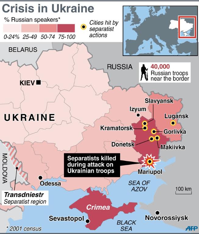 Map of eastern Ukraine