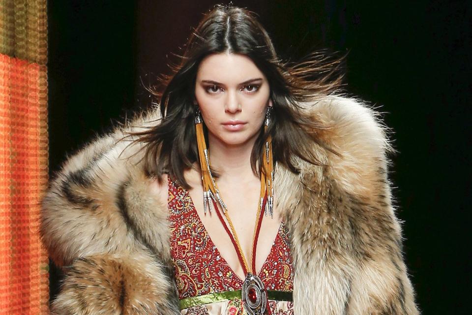 Controversial: Kendall Jenner walked the Milan catwalk for DSquared2: Splash News