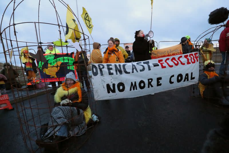 XR protest at Banks Group's open-cast coal mine in Bradley