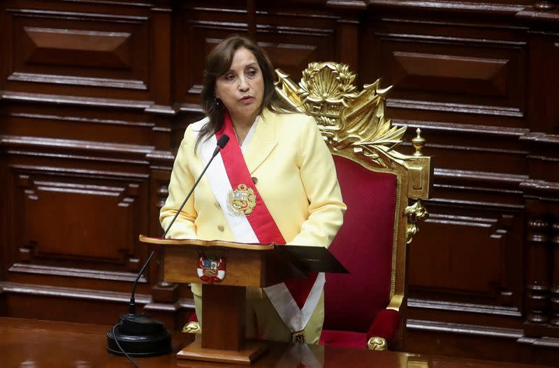 FILE PHOTO: Peruvian Vice President Boluarte's swearing-in after Congress approved removal of President Castillo, in Lima