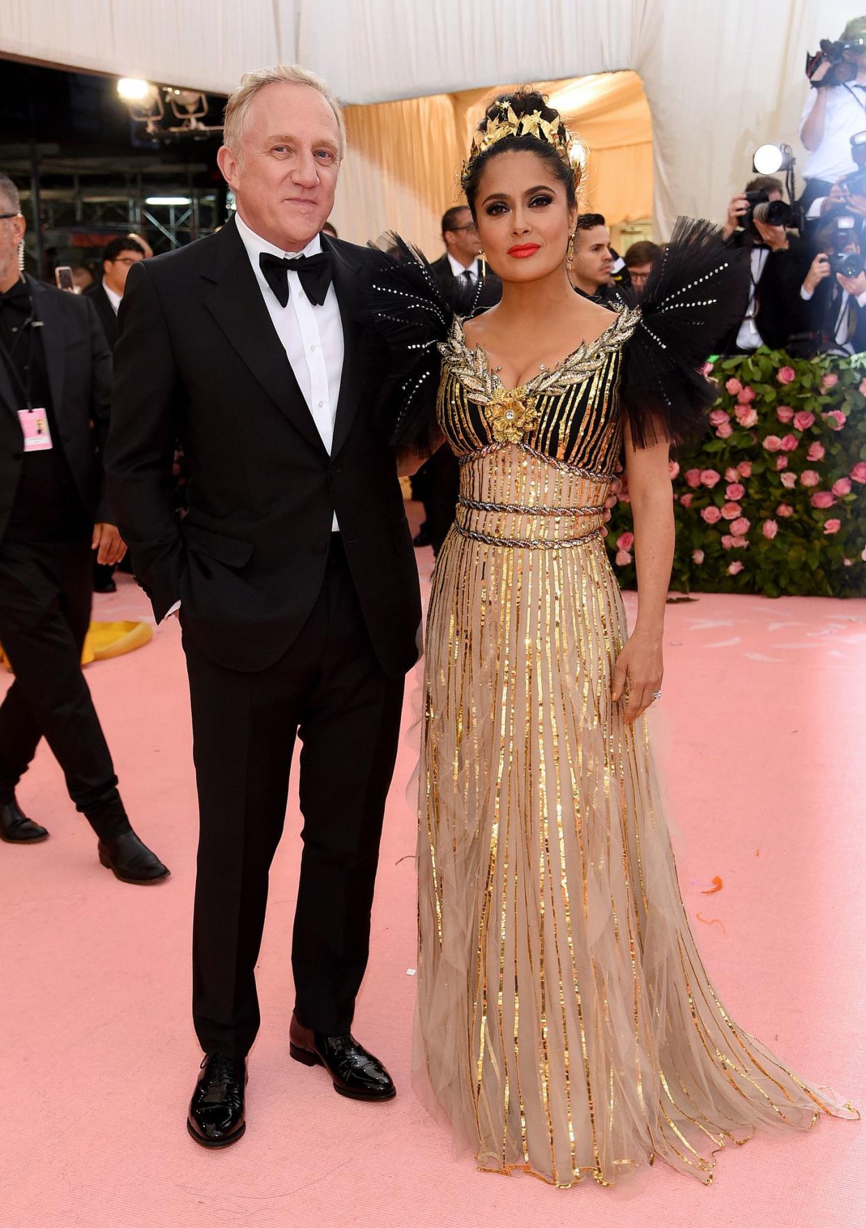 Francois-Henri Pinault and Salma Hayek attend The 2019 Met Gala Celebrating Camp: Notes on Fashion at Metropolitan Museum of Art on May 06, 2019 in New York City.