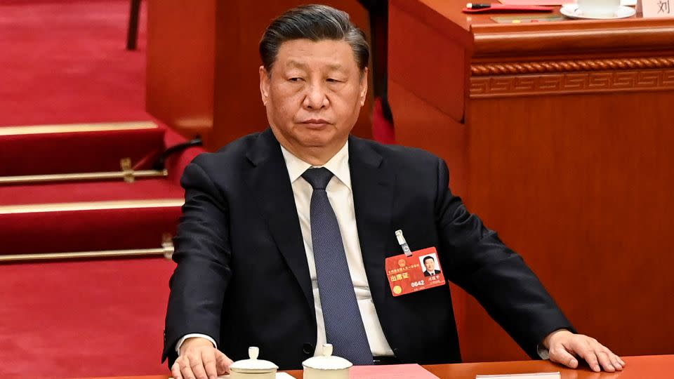 President Xi Jinping attends a session of the National People's Congress at the Great Hall of the People in Beijing on March 11, 2023. - Greg Baker/Pool/Reuters