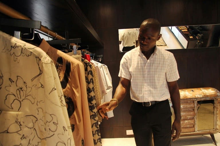 A customer checks our clothes at Alara, a new retail concept store on Victoria Island in Lagos