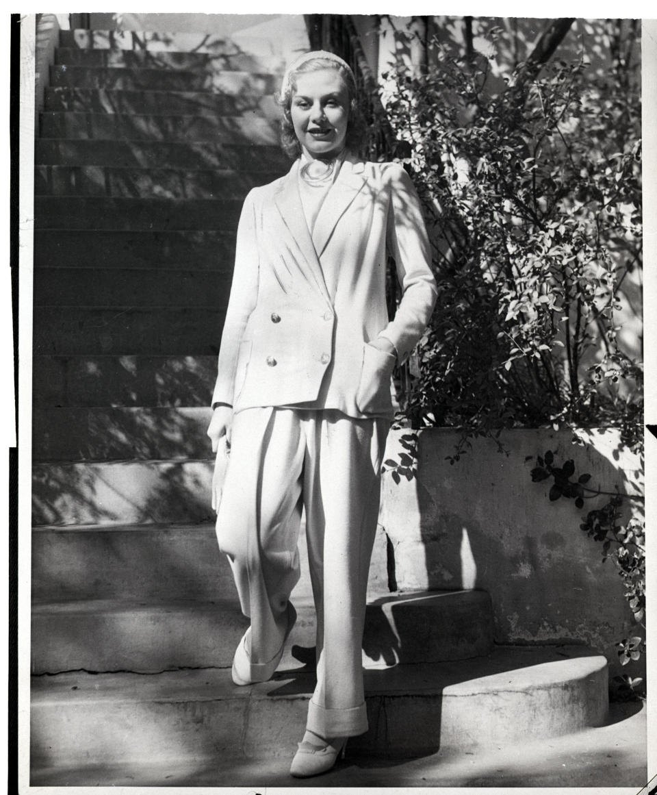 Rogers models a suit in this 1933 photo.&nbsp;