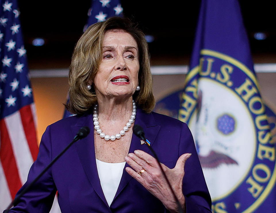 U.S. House Speaker Nancy Pelosi (D-CA) addresses reporters during a news conference at the U.S. Capitol in Washington, U.S., July 29, 2022. REUTERS/Jonathan Ernst