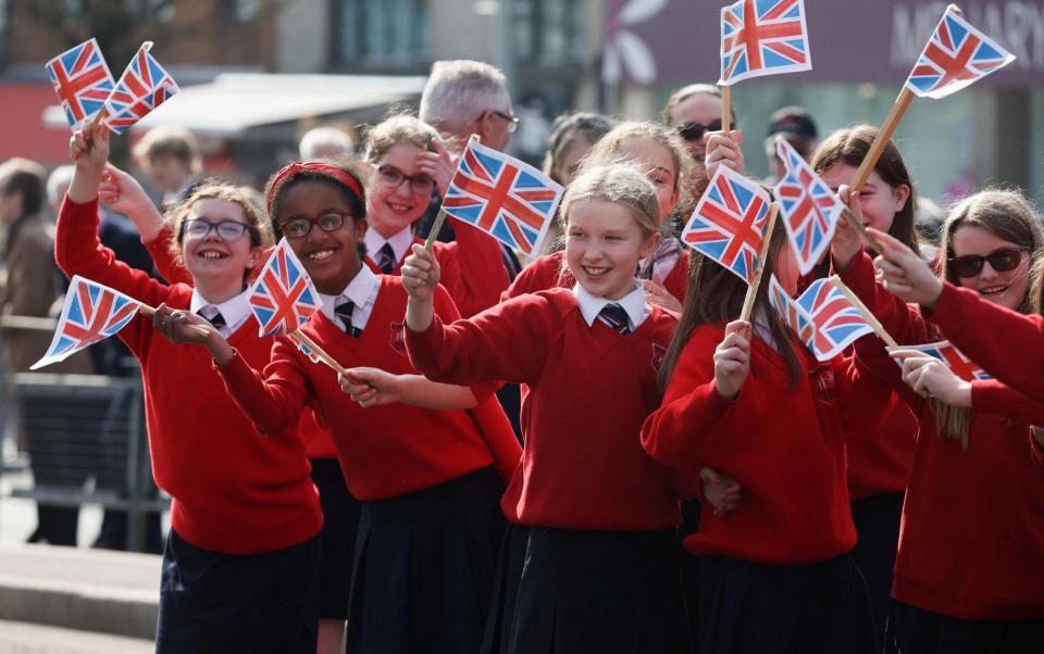 Children in Cookstown get ready to welcome Prince Charles and Camilla, Duchess of Cornwall - Russell Cheyne/Reuters