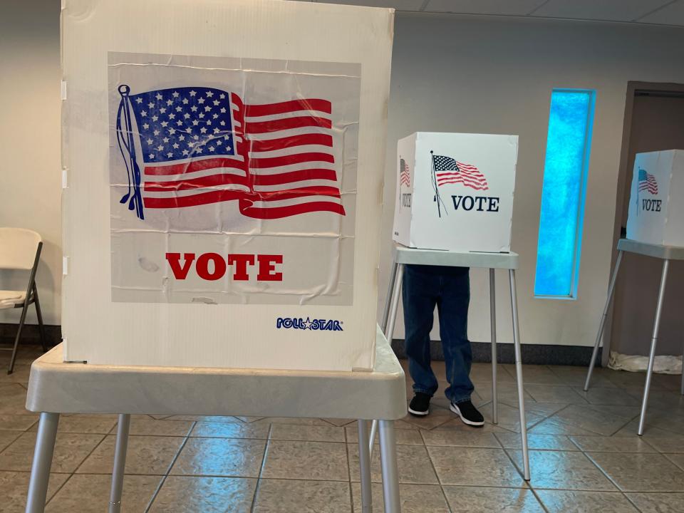 Primary Election Day voters visited a polling site in Apple Valley on Tuesday, March 5.