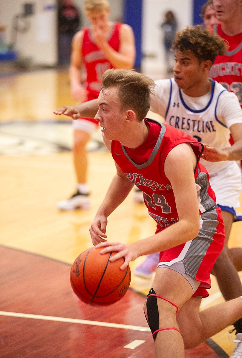 Buckeye Central's Tyler Sanderson drives to the basket.