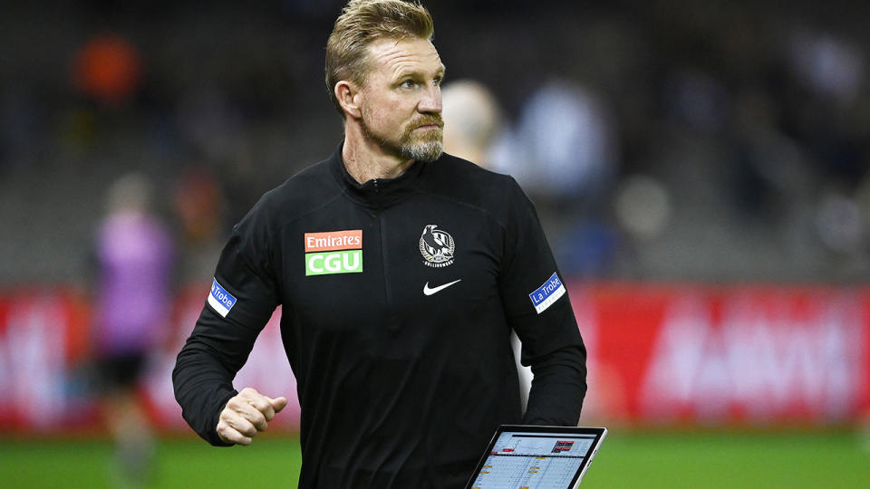 Nathan Buckley, pictured here during Collingwood's pre-season clash with Richmond.