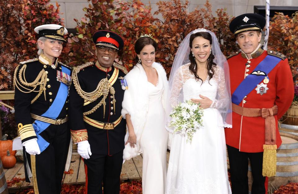 <p>In honor of <a href="https://www.goodhousekeeping.com/life/g20745501/prince-harry-and-meghan-markles-wedding-compared-will-and-kates/" rel="nofollow noopener" target="_blank" data-ylk="slk:Prince William and Kate Middleton's big day;elm:context_link;itc:0;sec:content-canvas" class="link ">Prince William and Kate Middleton's big day</a>, the <em>Today</em> crew had a regal theme in 2011. Savannah played the part of Prince Philip, Al was Prince Harry, Natalie took on Pippa, and Ann Curry stunned as the Duchess of Cambridge. What's more, the entire<em> Today</em> crew even recreated the nuptials during the show that year. And you thought<em> you</em> were <a href="https://www.goodhousekeeping.com/royal-family/" rel="nofollow noopener" target="_blank" data-ylk="slk:obsessed with the royals;elm:context_link;itc:0;sec:content-canvas" class="link ">obsessed with the royals</a>! </p>