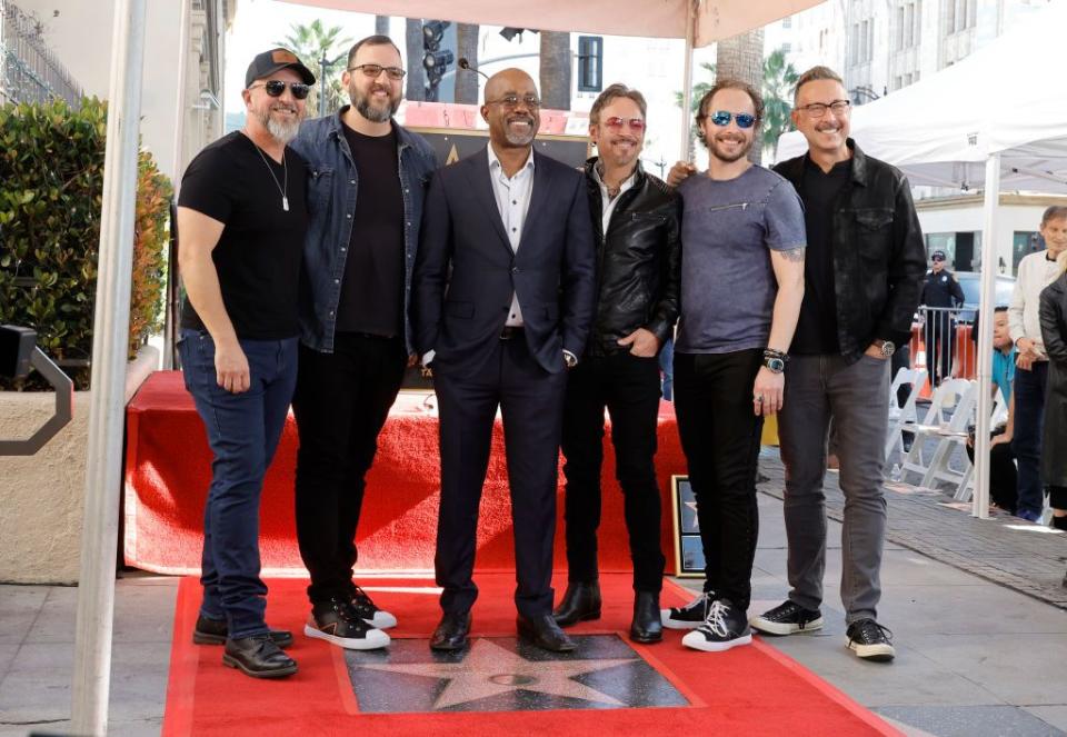 hollywood, california december 04 darius rucker and his band attend the ceremony honoring darius rucker with a star on the hollywood walk of fame on december 04, 2023 in hollywood, california photo by kevin wintergetty images