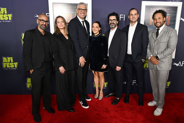 <p>Michael Kovac/Getty Images</p> From left: Rumaan Alam, Tonia Davis, Sam Esmail, Marisa Yeres Gill, Chad Hamilton, Nick Krishnamurthy and Nick Nesbitt at AFI Fest on Oct. 25, 2023.