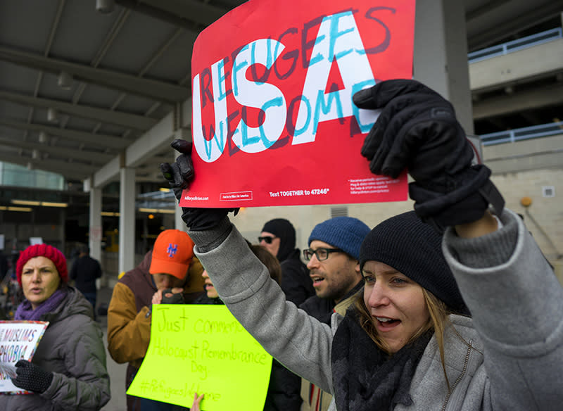 Protests at JFK over travel ban