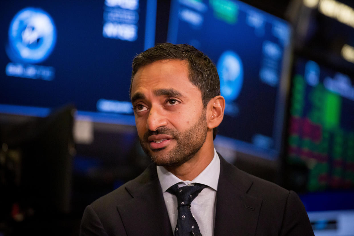 Chamath Palihapitiy on the floor of the New York Stock Exchange on October 28, 2019.   / Credit: Michael Nagle / Bloomberg via Getty Images