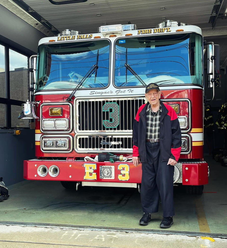 Dransfield says serving as a member of the local volunteer fire department brought him happiness. He celebrated his 110th birthday at the firehouse. (Courtesy Singac Volunteer Fire Company #3)