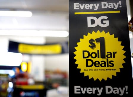FILE PHOTO: A sign is seen inside a Dollar General store in Chicago