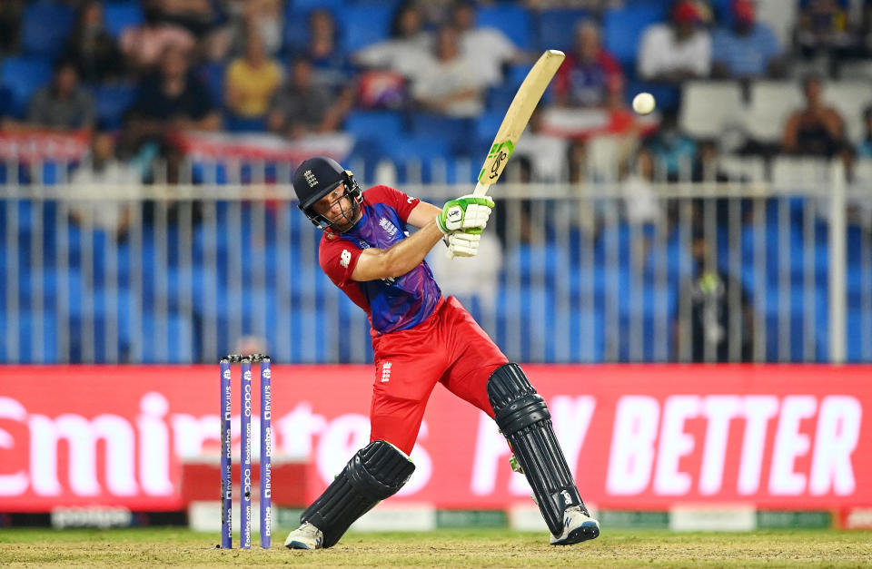 Pictured here, Jos Buttler batting for England in their T20 World Cup win over Sri Lanka.