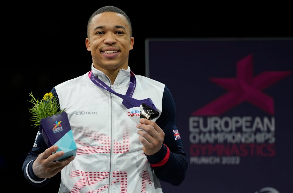 Joe Fraser had already won the individual all-round title in Munich (Pavel Golovkin/AP) (AP)