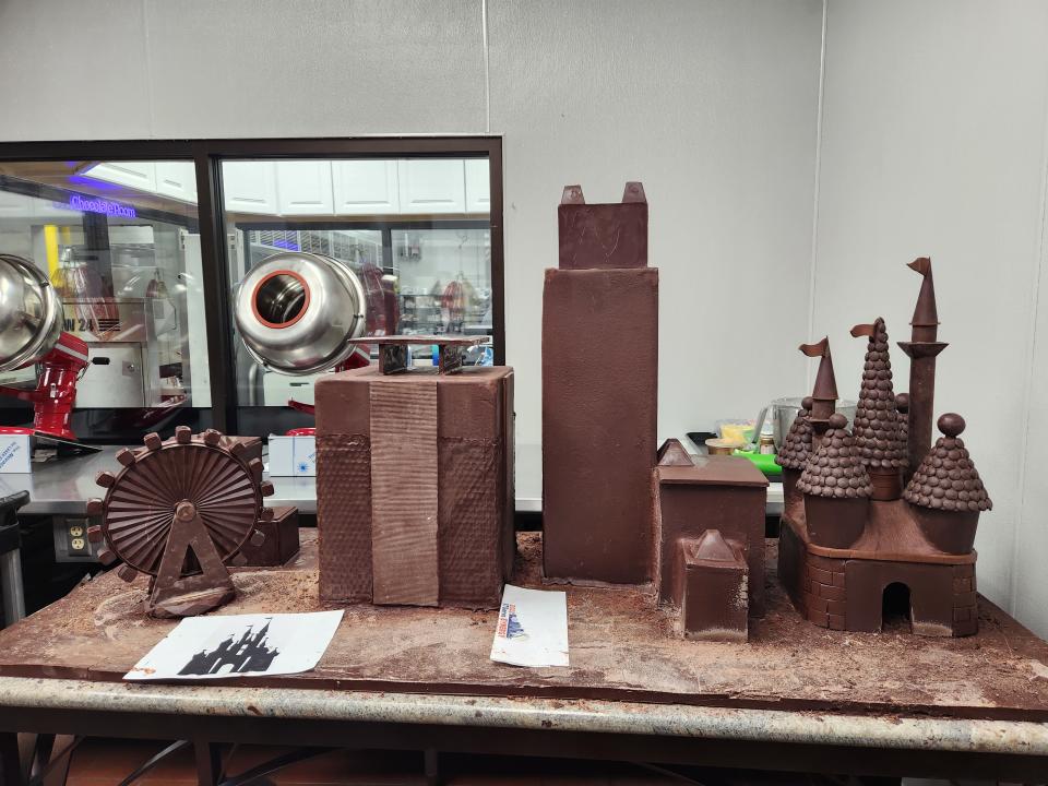 Cain and his team recently created a version of the Orlando skyline, including chocolate sculptures of the Ferris wheel at ICON Park and Walt Disney World's Cinderella Castle. (Photo: Holly Kapherr)