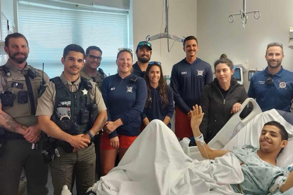 <p>facebook.com/VolusiaSheriff</p> Felipe Ribeiro DeSouza (bottom right) with first responders