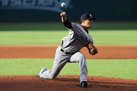 Masahiro Tanaka will be out at least six weeks rehabbing an elbow injury. (USA TODAY Sports) 