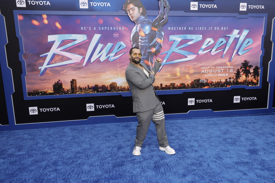 Angel Manuel Soto attends Warner Bros. "Blue Beetle" Los Angeles Special Screening at TCL Chinese Theatre on August 15, 2023 in Hollywood, California.