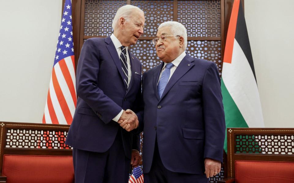 Joe Biden with Mahmoud Abbas in Bethlehem - Reuters