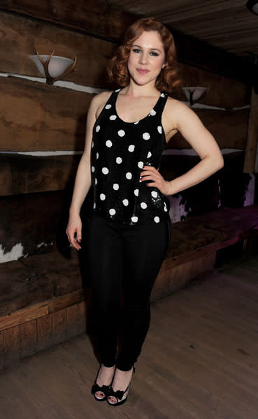 <b>London Fashion Week AW13 FROW </b><br><br>Katy B donned a sequin top backstage at Sophia Webster.<br><br>© Getty