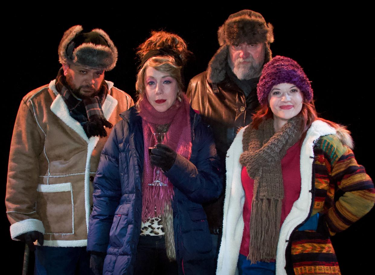 Ben Wolfe, Sarah Fleming Walker,  Lowell Bartholomee and Sarah Zeringue perform in Austin Playhouse's staging of C. Denby Swanson's hit comedy, "The Norwegians," about two women who hire gangsters who are too nice to kill their boyfriends.