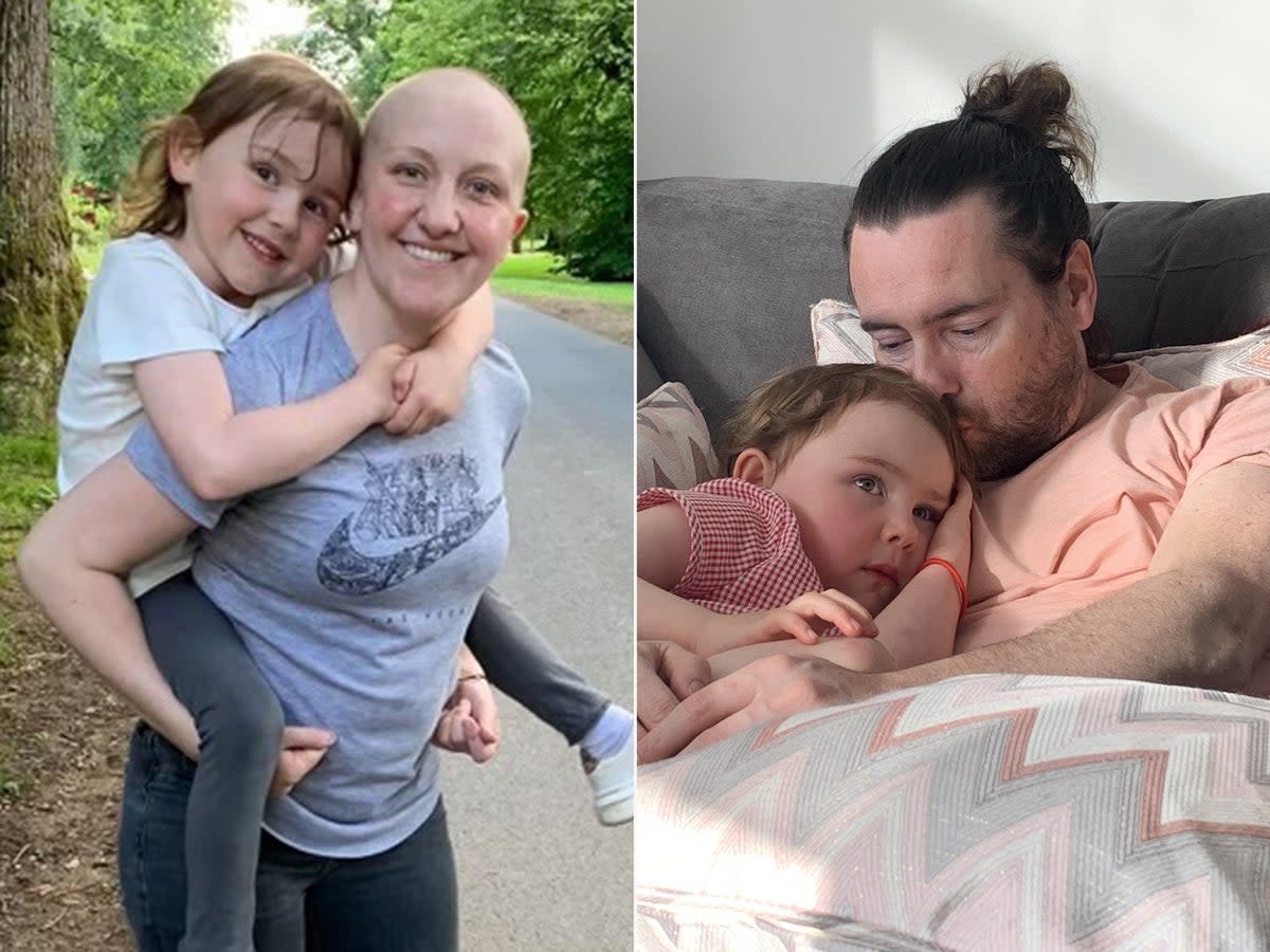 Shona Maclaren , 34, lost her husband William, 41, to bowel cancer while she was having treatment for cervical cancer (SWNS)