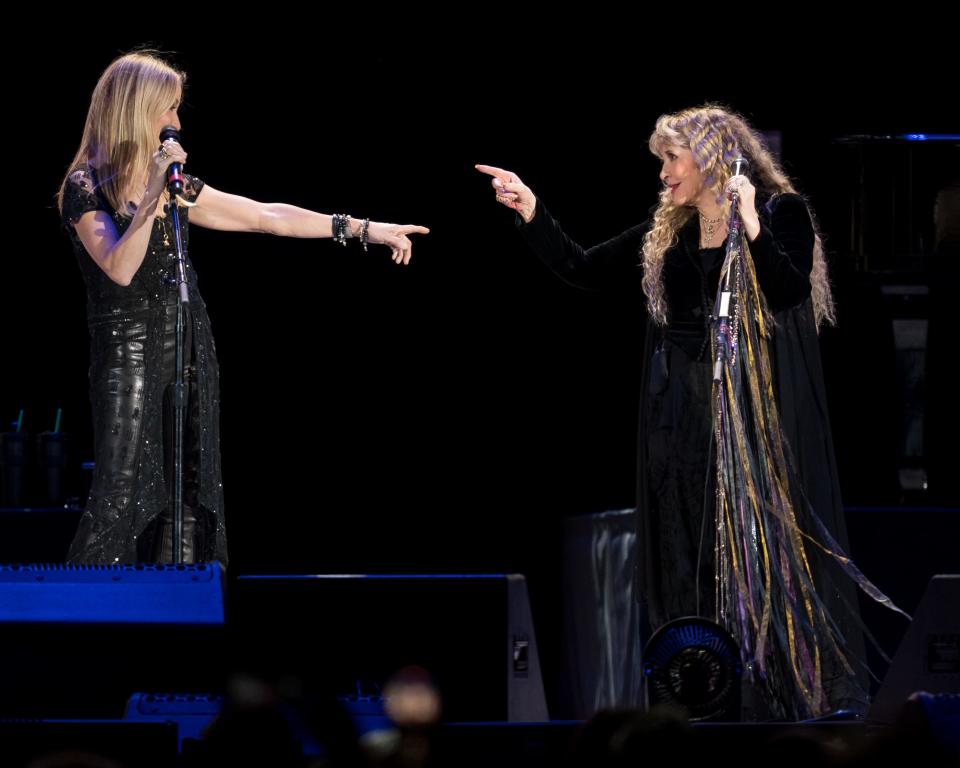 Stevie Nicks performs with Sheryl Crow at Nissan Stadium in Nashville, Tenn., Friday, May 19, 2023.