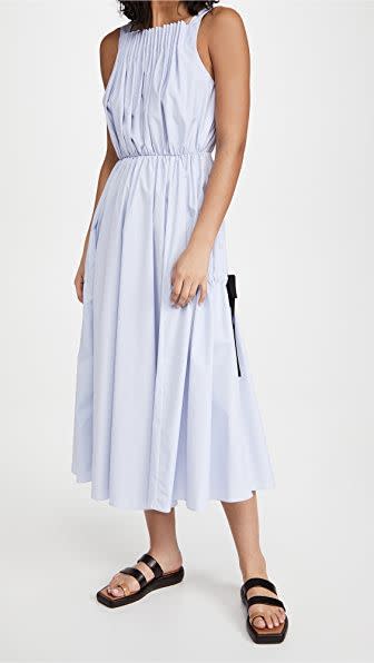 12) Pleated Dress With Tie Detail