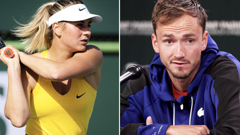 Marta Kostyuk and Daniil Medvedev, pictured here at Indian Wells.