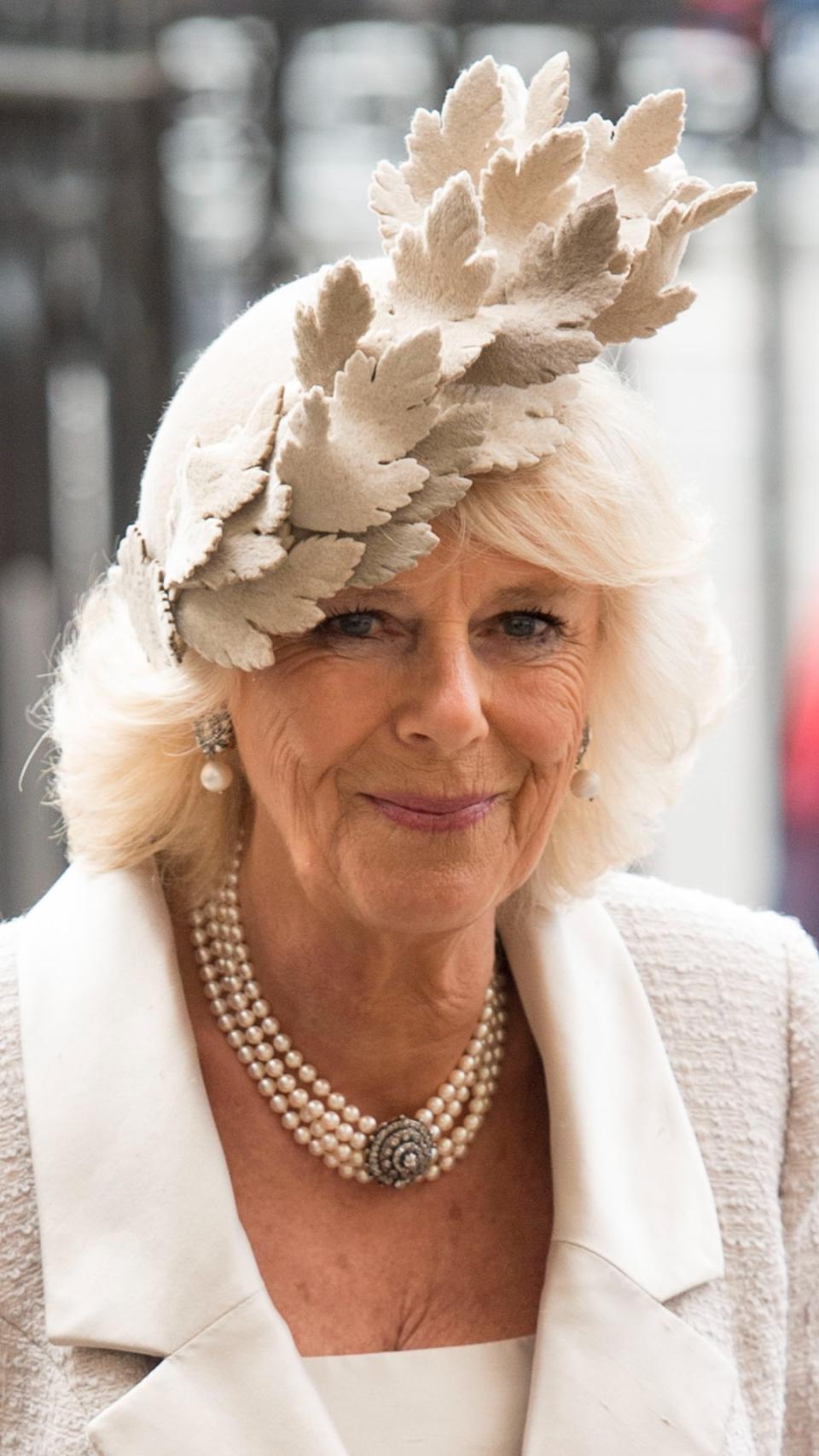 Queen Camilla's structural leaf hat, 2014