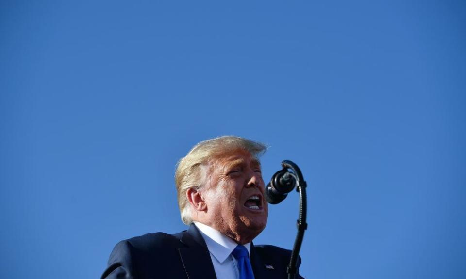 Donald Trump speaks during a rally at Carson City Airport in Nevada.