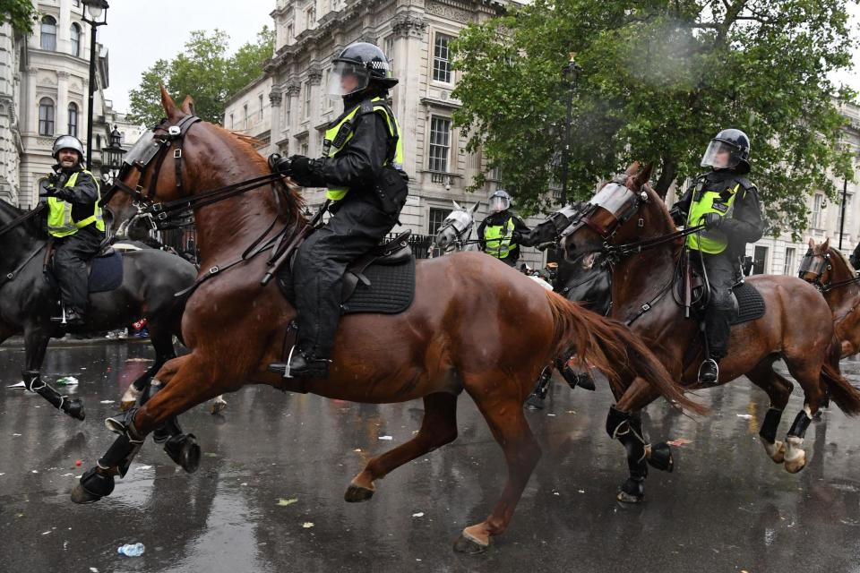 Mounted police charged protesters in an attempt to disperse them (AFP via Getty Images)